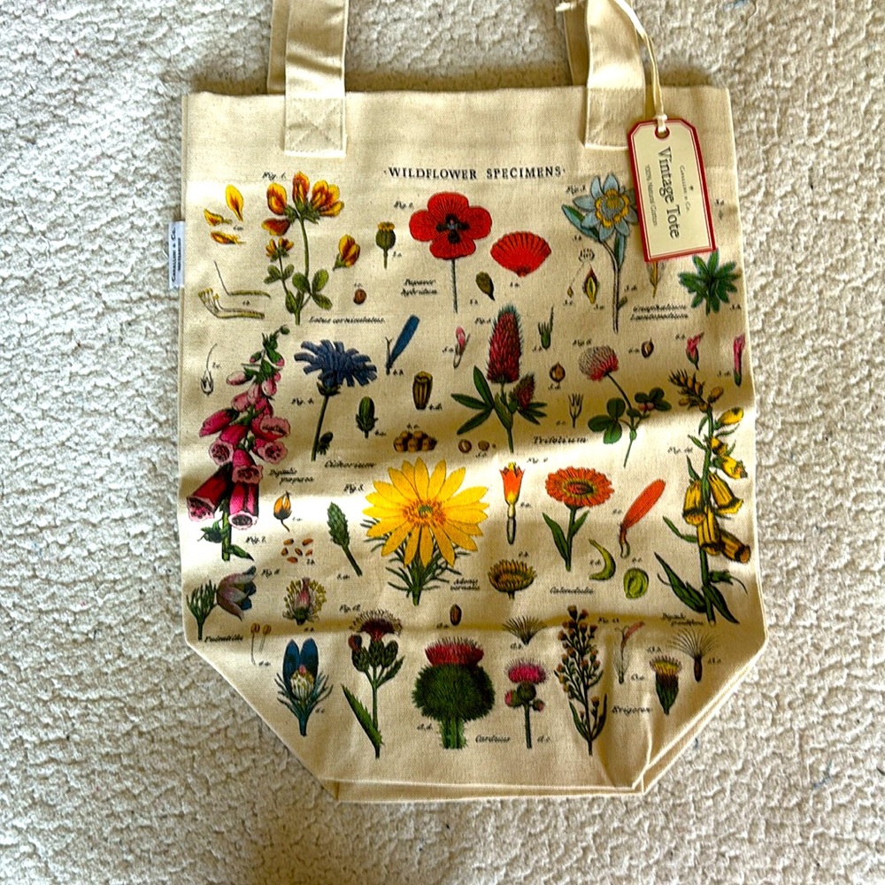 NEW Canvas Flower Print Vintage Tote Bag
